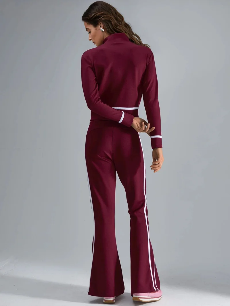 هيكاب طقم قطعتين سويت شيرت بسحاب بنقشة مودال وبنطلون واسع من مجموعة بيرسان